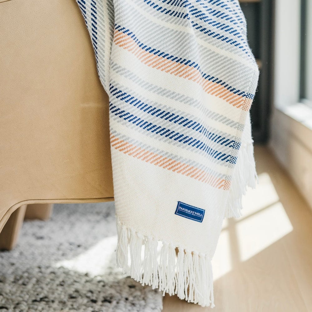Adirondack Cotton Throw - Natural/Navy - Image 3
