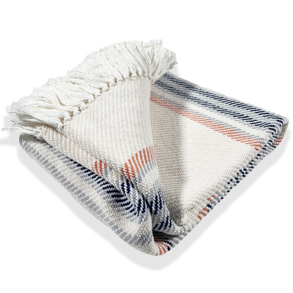 Adirondack Cotton Throw - Natural/Navy - Image 5
