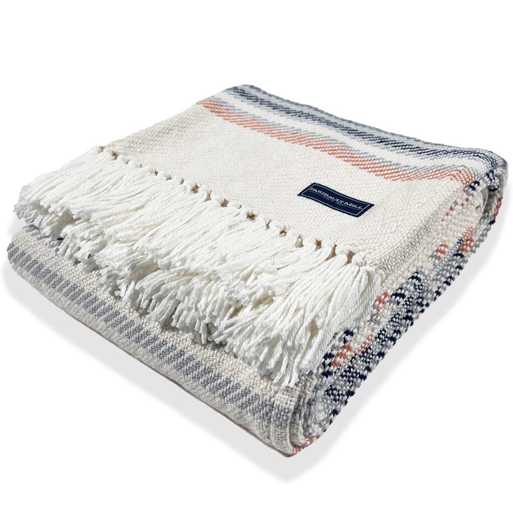 Adirondack Cotton Throw - Natural/Navy - Image 7