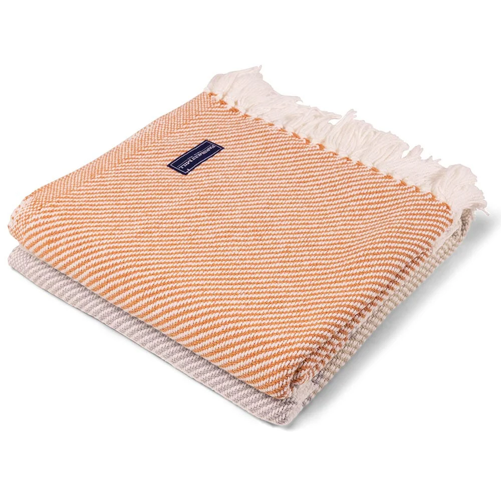 Allagash Cotton Throw - Oyster/Dove Gray/Bittersweet