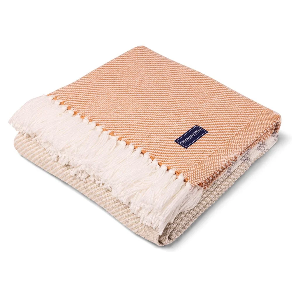 Allagash Cotton Throw - Oyster/Dove Gray/Bittersweet - Image 4