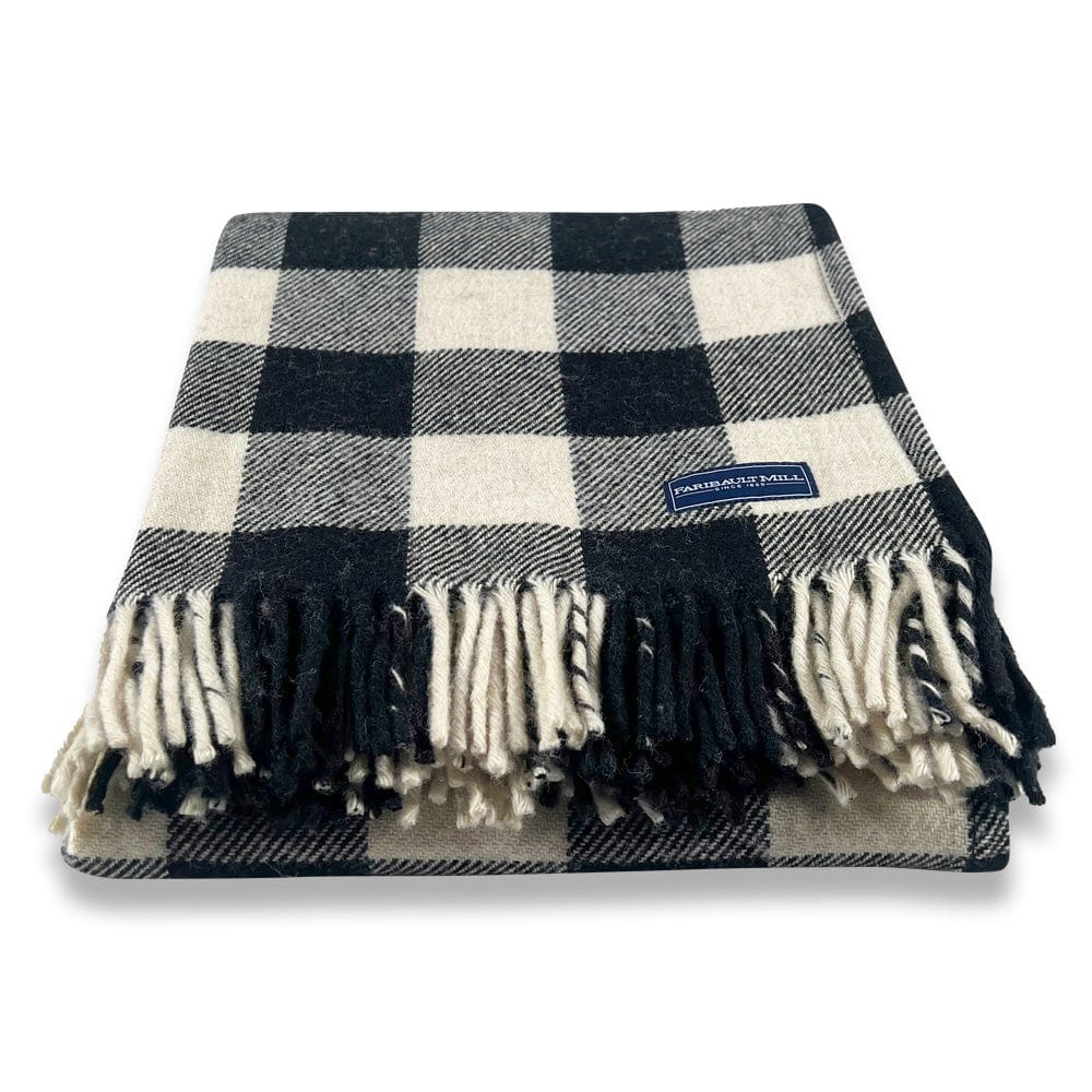 Buffalo Check Wool Throw Blanket - White - Image 3
