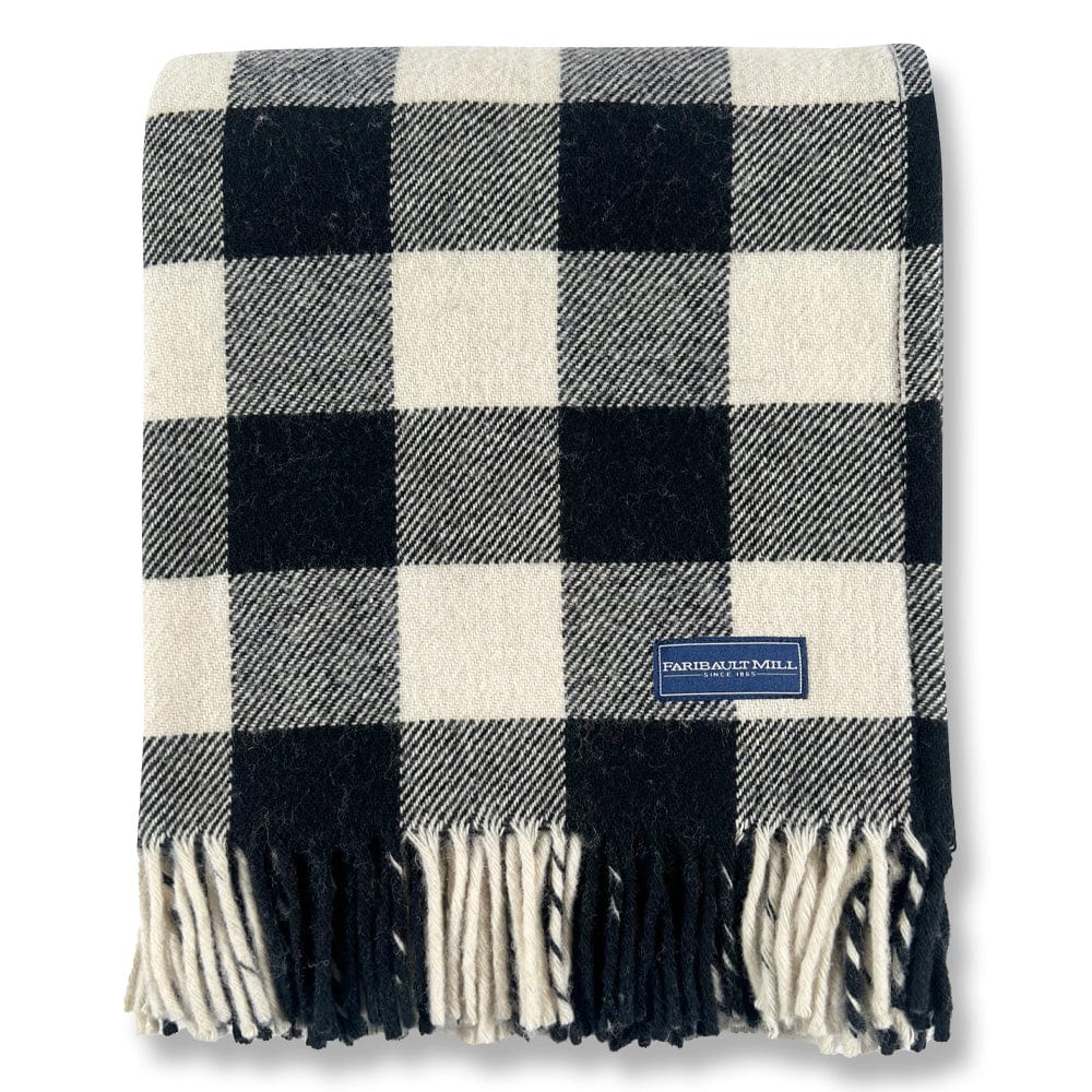 Buffalo Check Wool Throw Blanket - White - Image 4