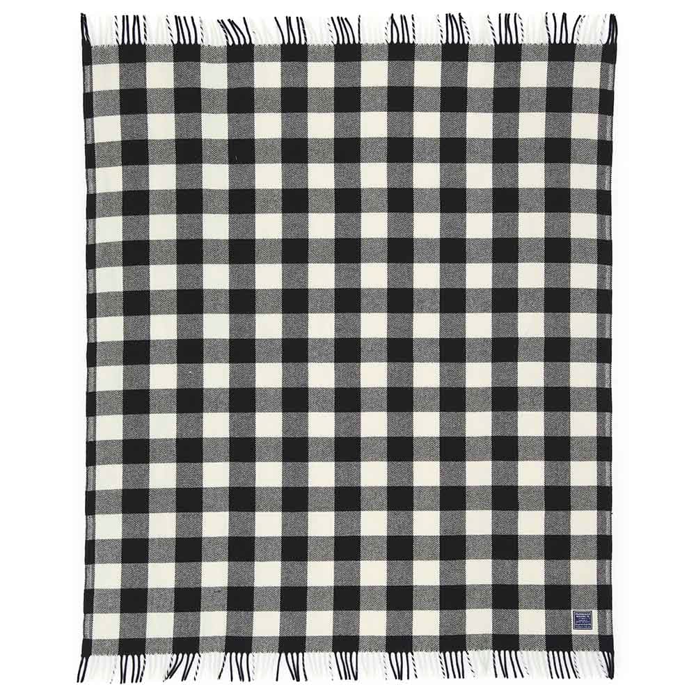 Buffalo Check Wool Throw Blanket - White - Image 5