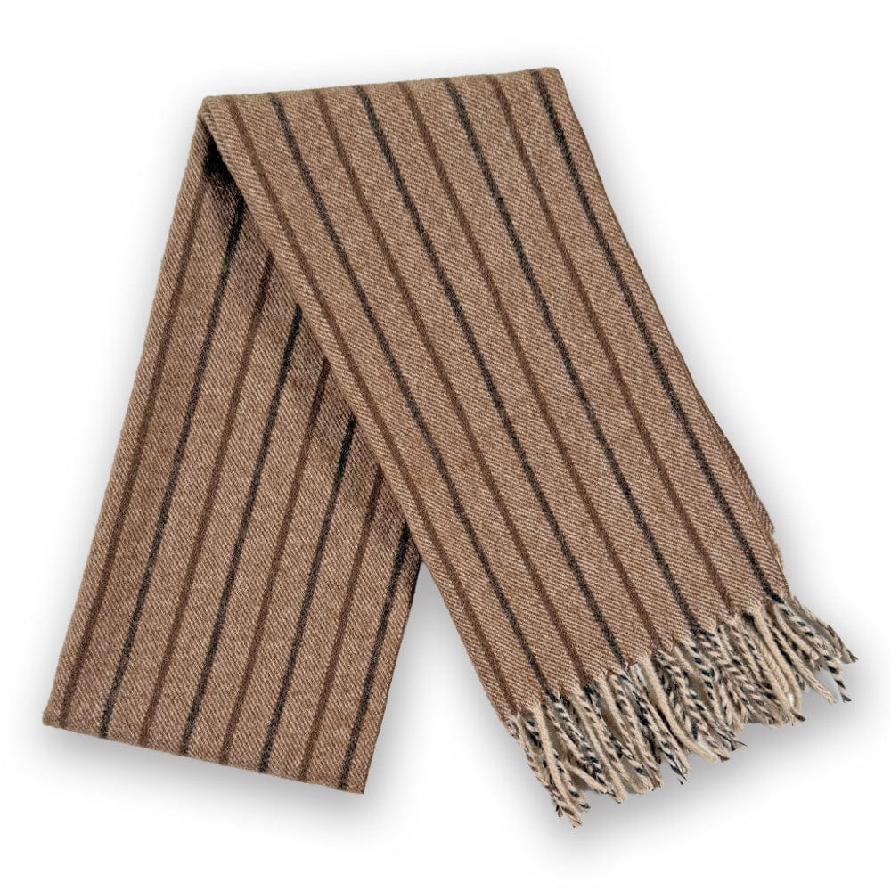 Camel Hair Scarf - Brown Stripe