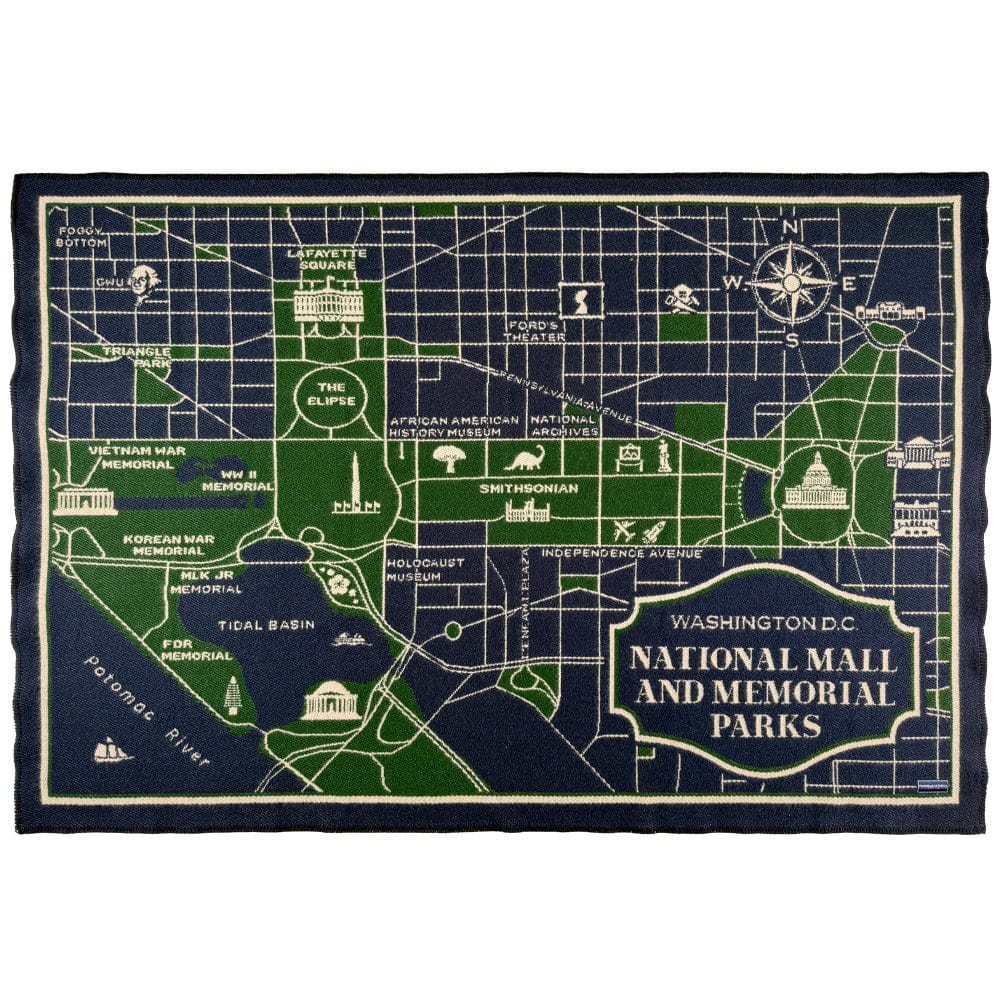 DC National Mall Map Wool Throw