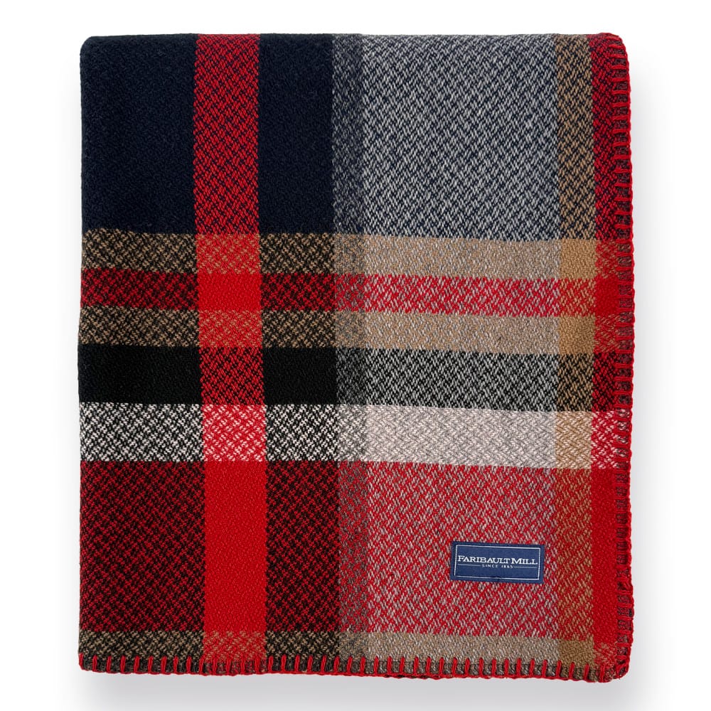 Factory Second Broadwater Plaid Wool Throw Blanket - Red/Black - Image 3