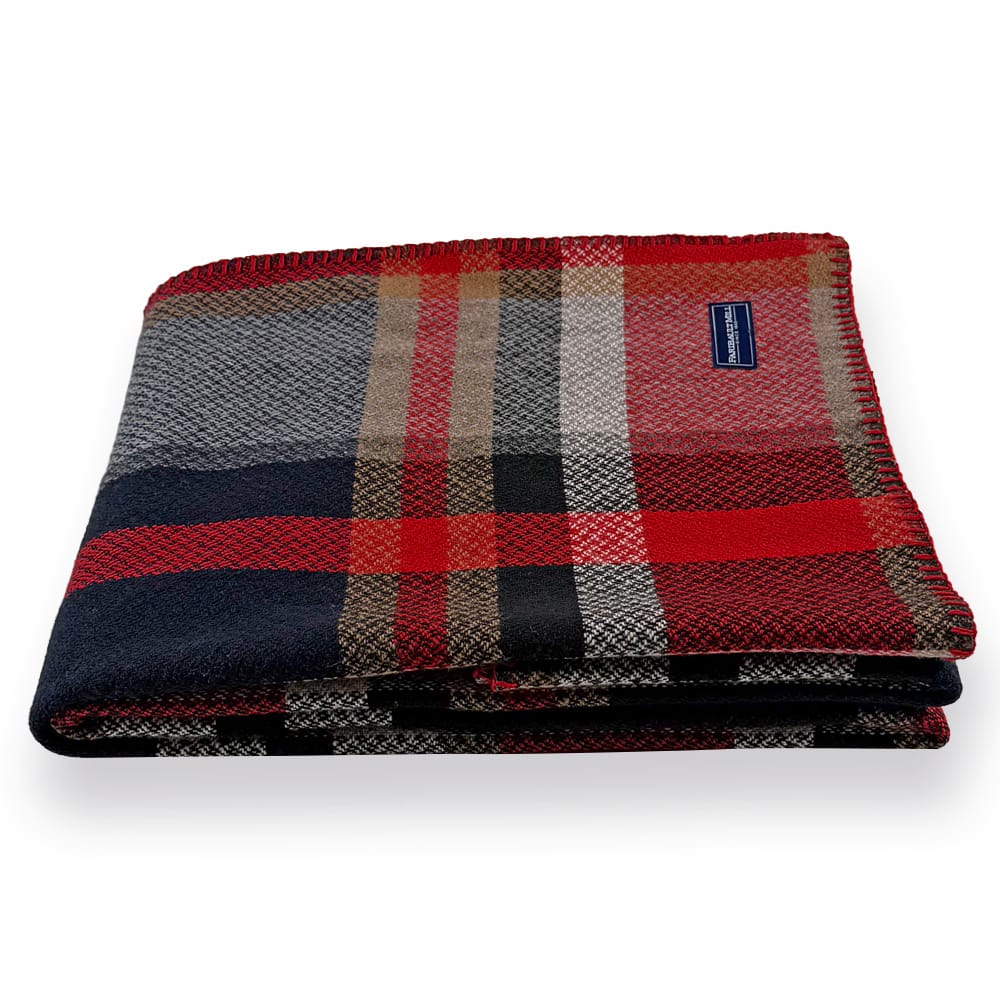 Factory Second Broadwater Plaid Wool Throw Blanket - Red/Black - Image 4