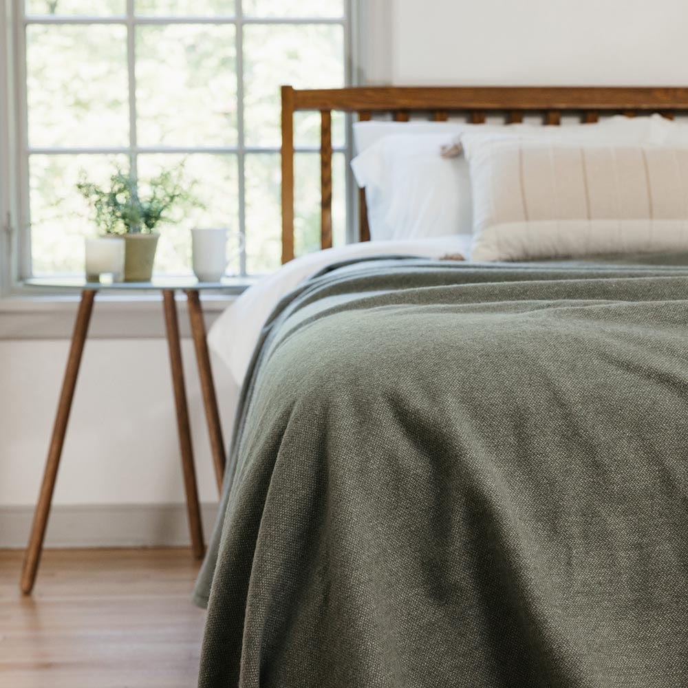 Factory Second Lakefront Wool Blanket - Sage Green - Image 2