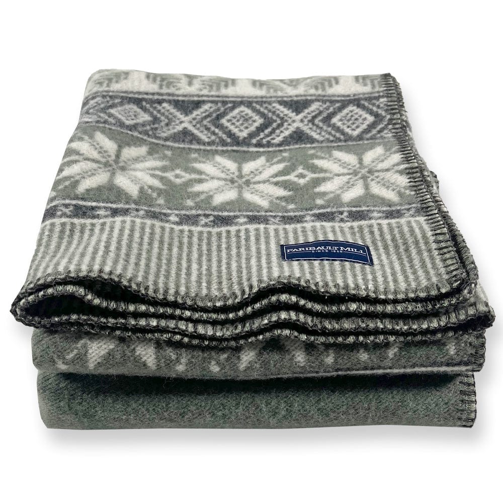 Factory Second Nordic Wool Throw Blanket - Sage Green - Image 5