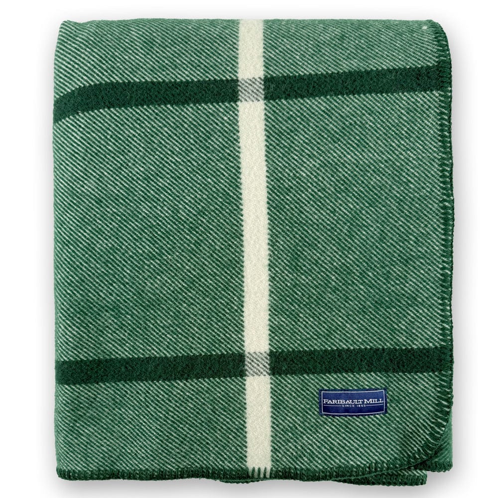 Factory Second Windowpane Plaid Wool Blanket - Forest Green - Image 4