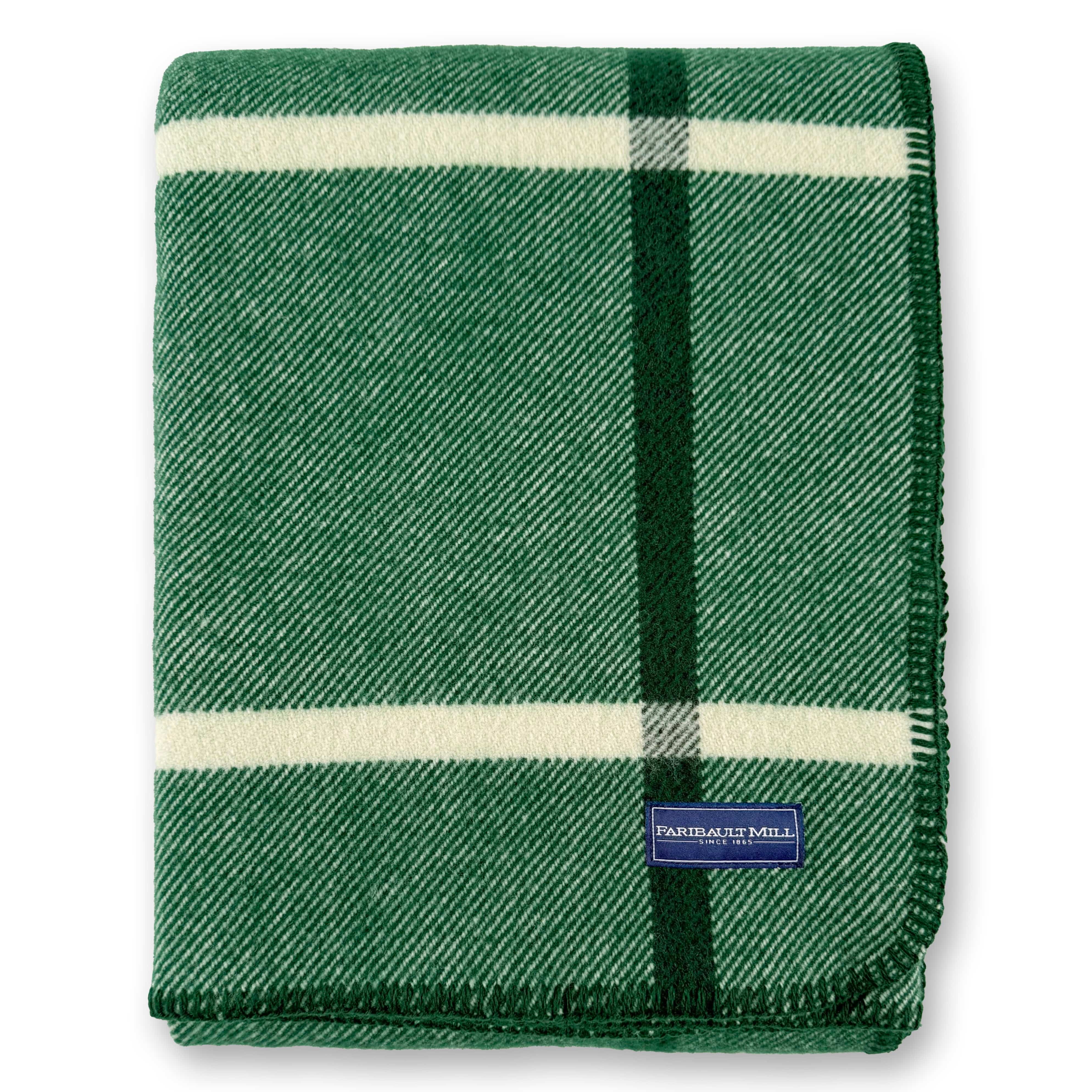 Factory Second Windowpane Plaid Wool Throw - Forest Green - Image 4
