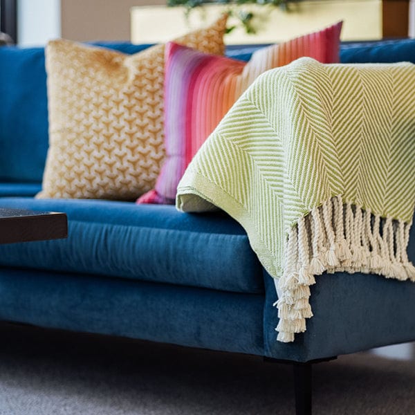 Monhegan Cotton Throw With Fringe - Apple Green - Image 2