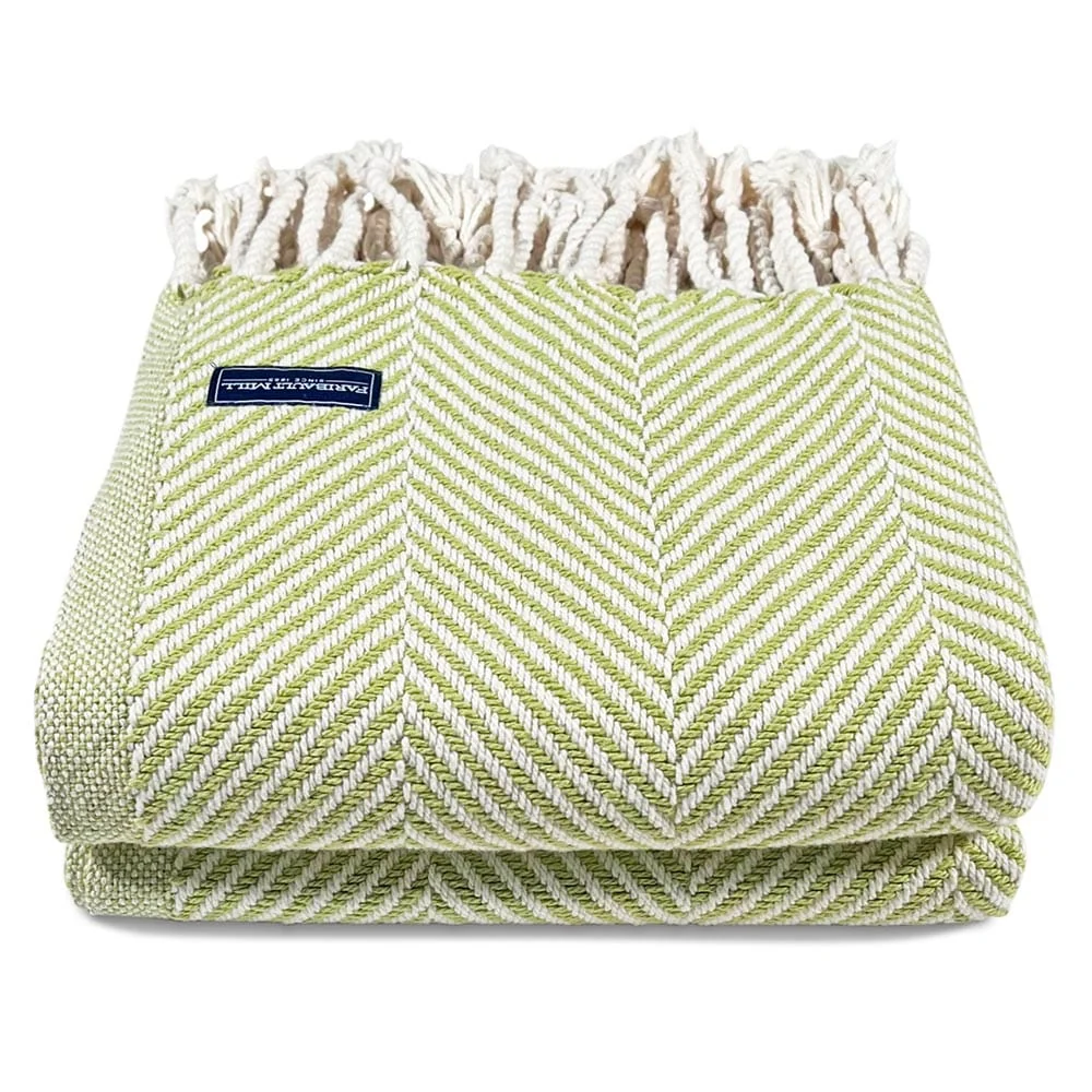 Monhegan Cotton Throw With Fringe - Apple Green - Image 4