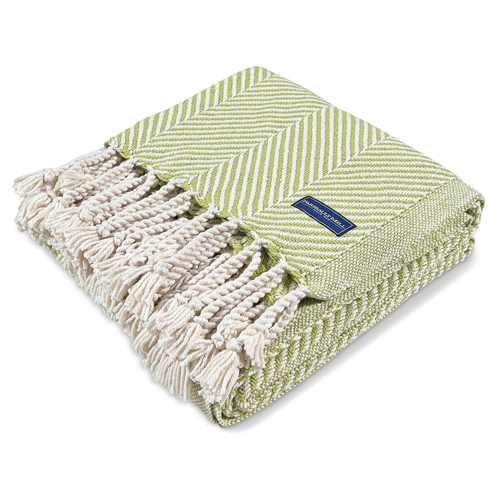 Monhegan Cotton Throw With Fringe - Apple Green - Image 5