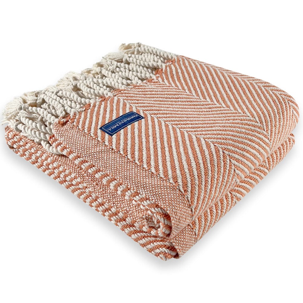Monhegan Cotton Throw With Fringe - Bittersweet - Image 4