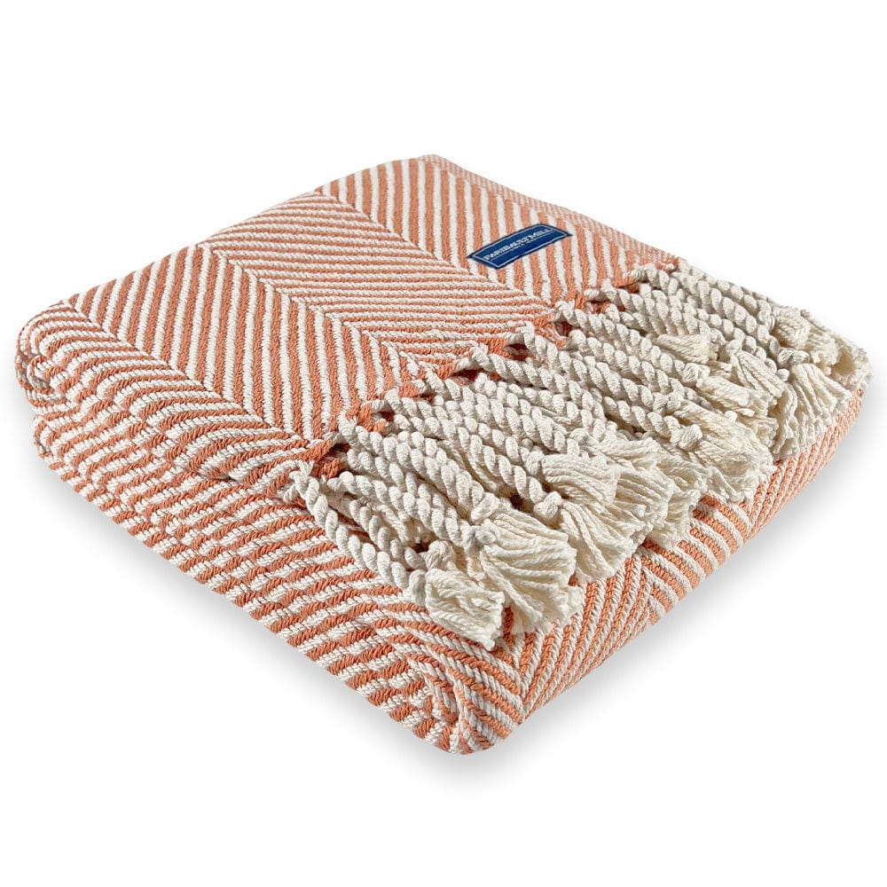 Monhegan Cotton Throw With Fringe - Bittersweet - Image 5