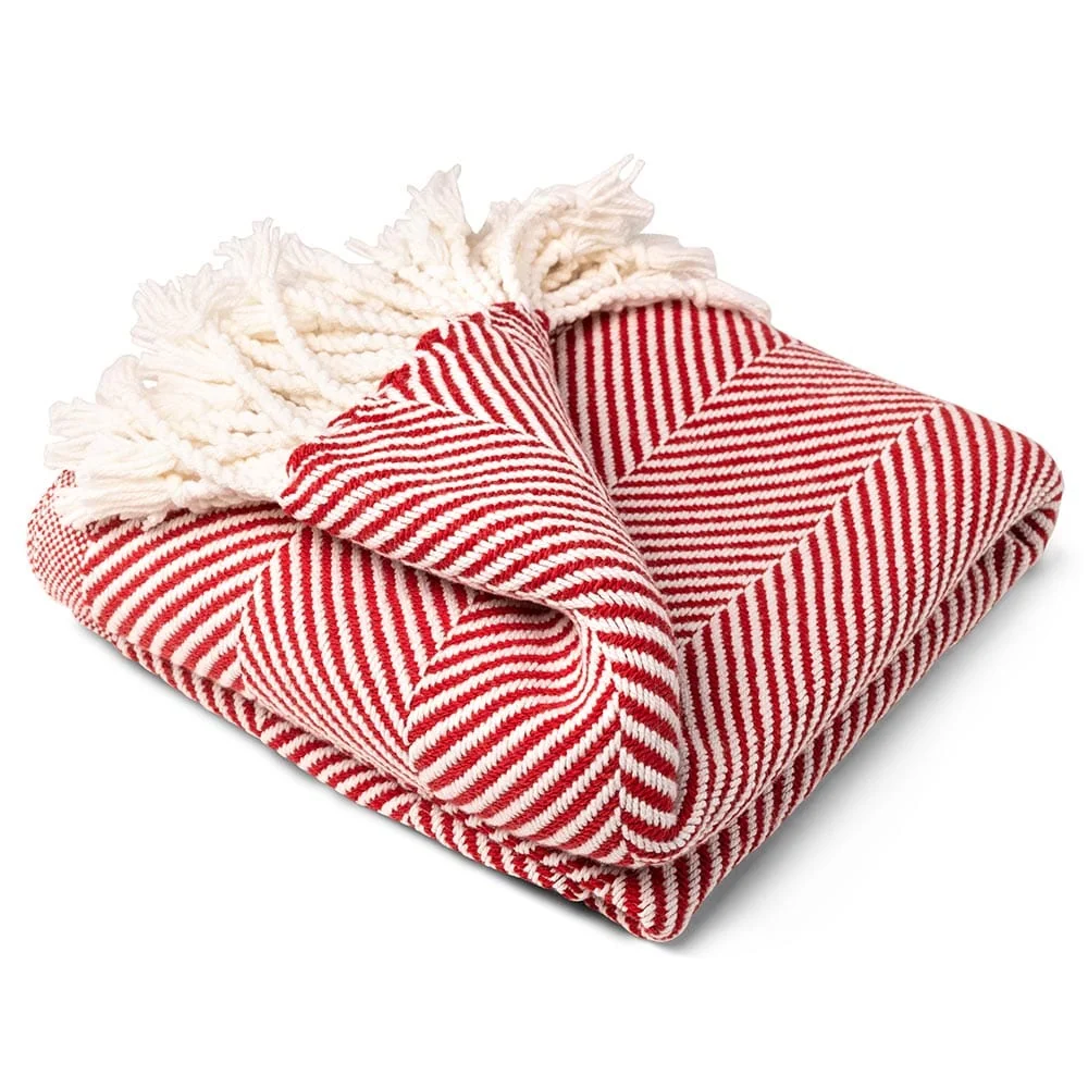Monhegan Cotton Throw With Fringe - Breton Red - Image 3
