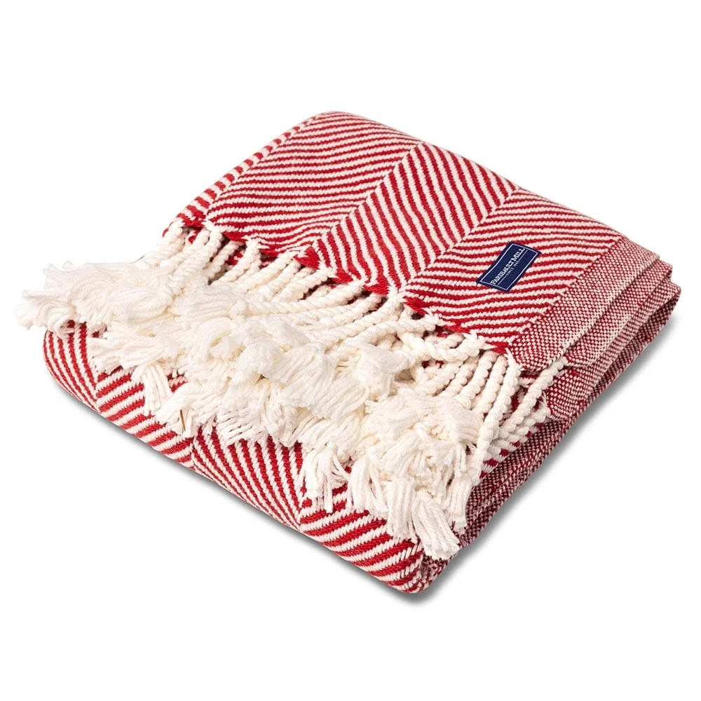Monhegan Cotton Throw With Fringe - Breton Red - Image 4