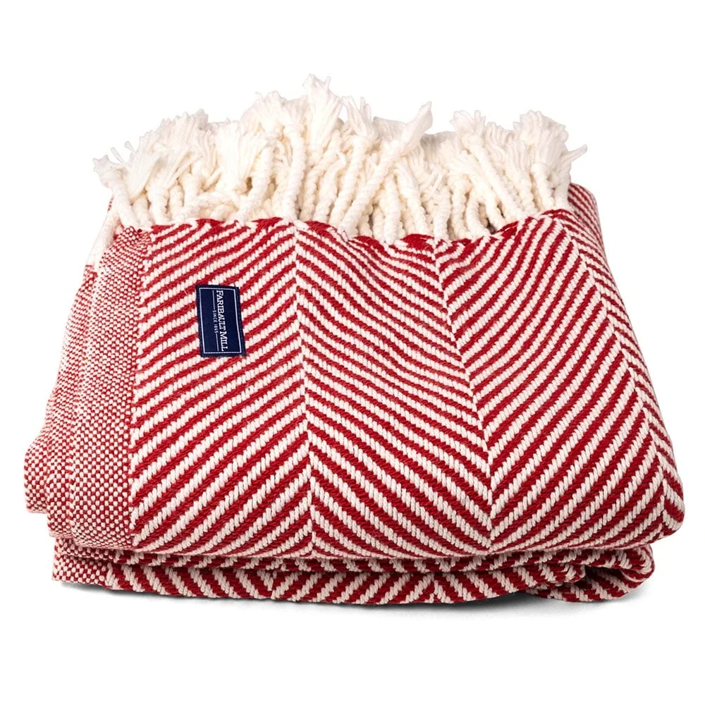 Monhegan Cotton Throw With Fringe - Breton Red - Image 5