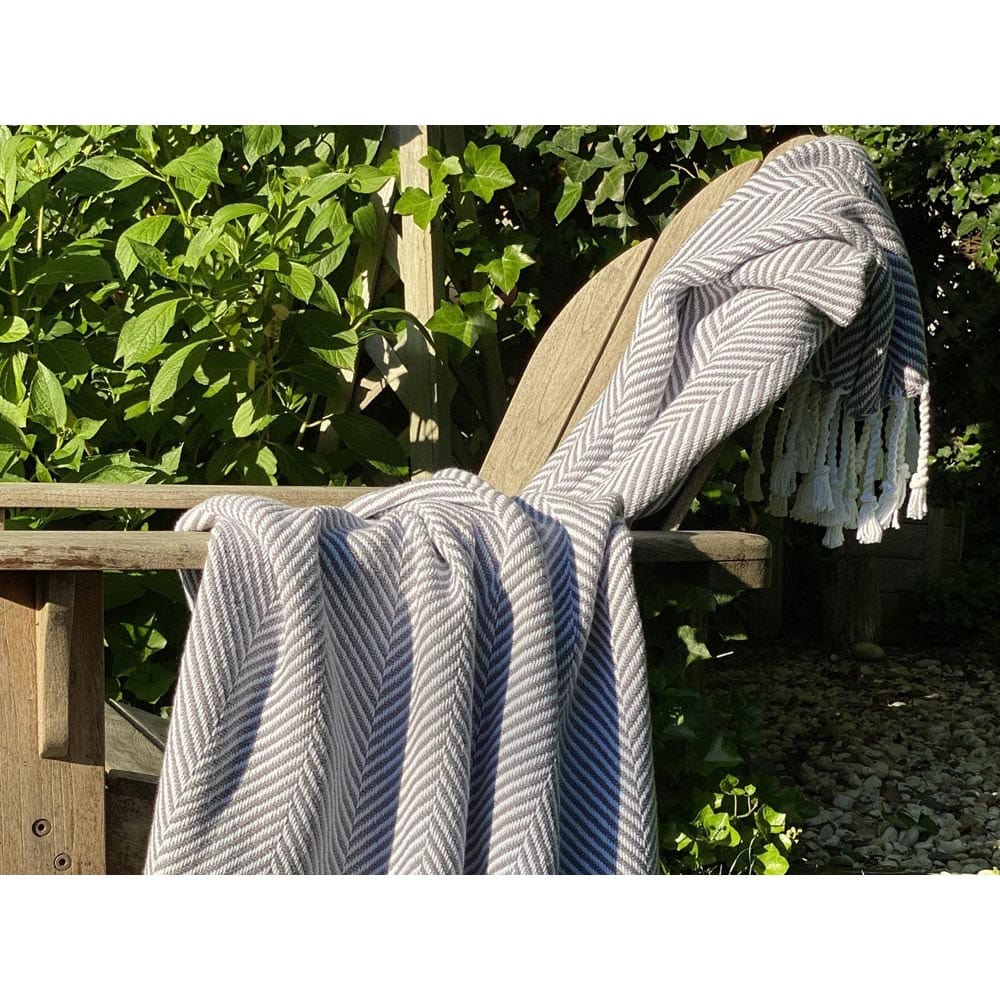 Monhegan Cotton Throw With Fringe - Dove Gray - Image 2