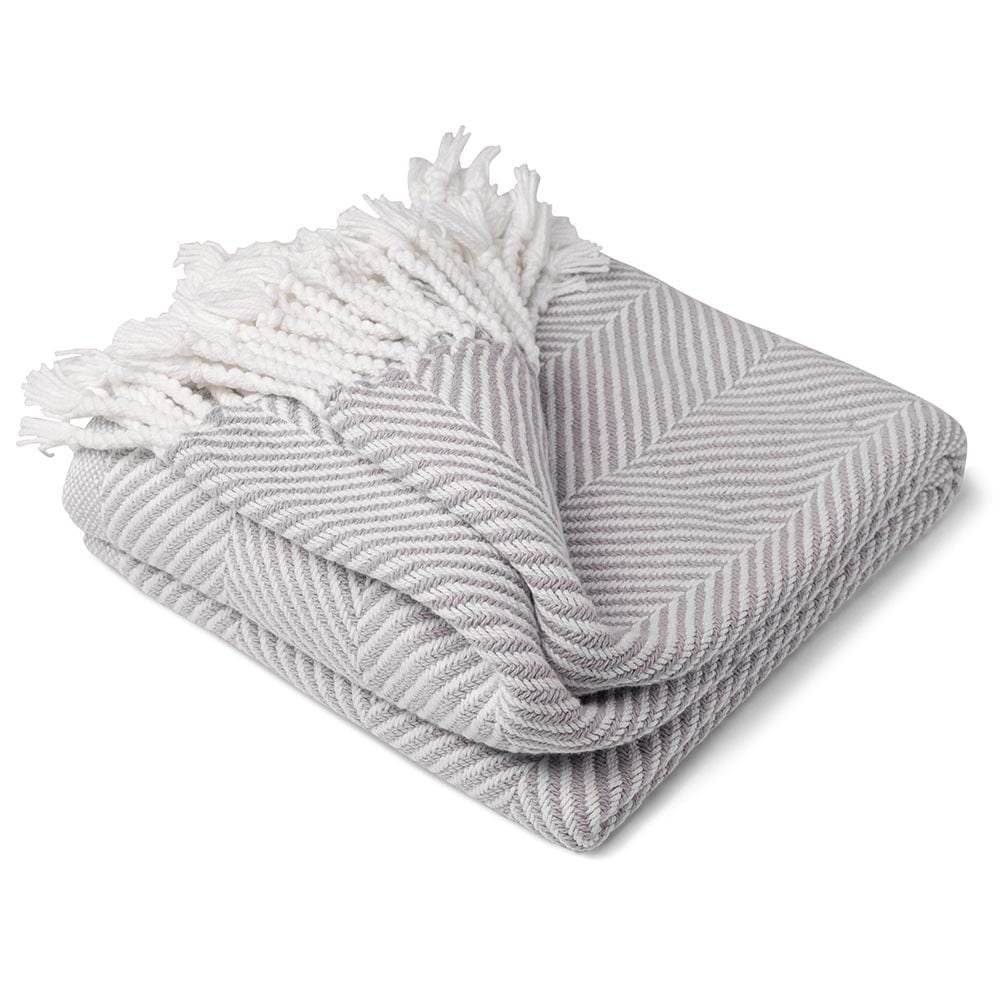 Monhegan Cotton Throw With Fringe - Dove Gray - Image 4