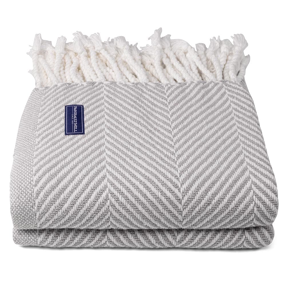 Monhegan Cotton Throw With Fringe - Dove Gray - Image 5