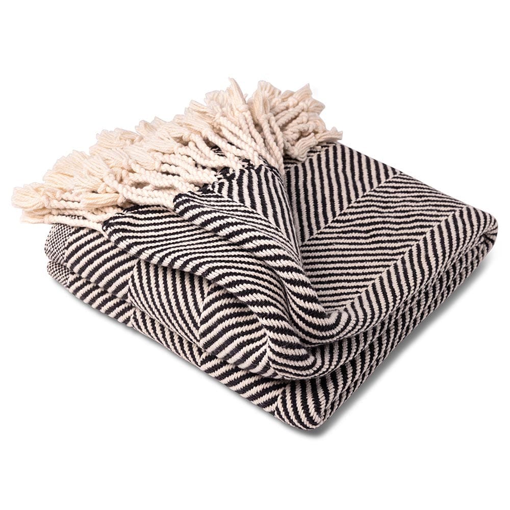 Monhegan Cotton Throw With Fringe - Ebony - Image 4