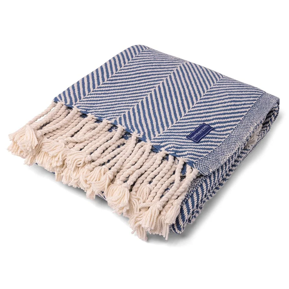 Monhegan Cotton Throw With Fringe - Indigo - Image 3