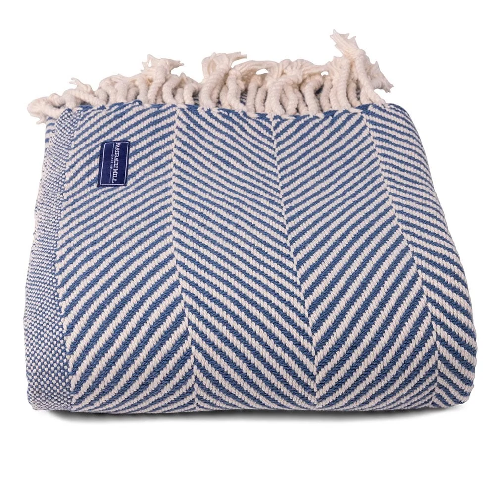 Monhegan Cotton Throw With Fringe - Indigo - Image 5