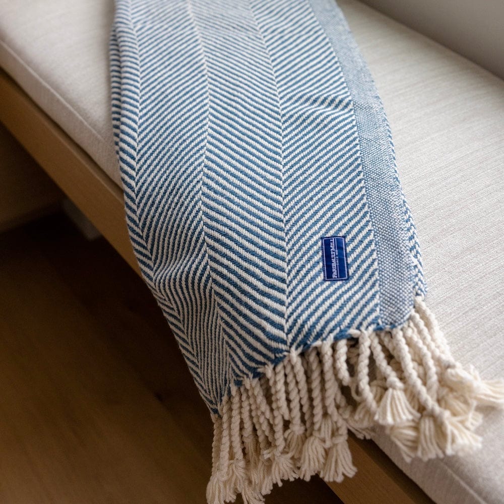 Monhegan Cotton Throw With Fringe - Indigo - Image 6