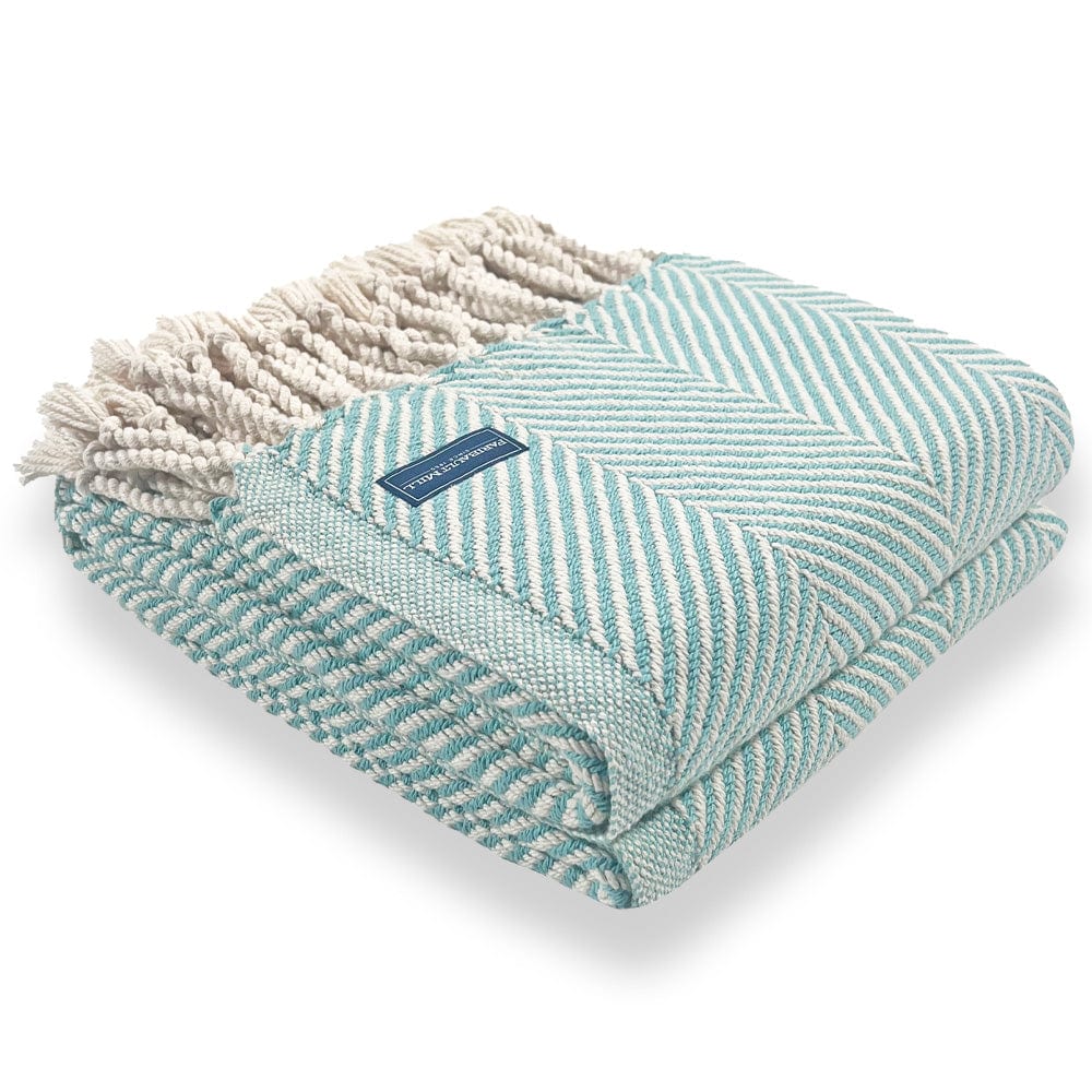 Monhegan Cotton Throw With Fringe - Island Blue - Image 3