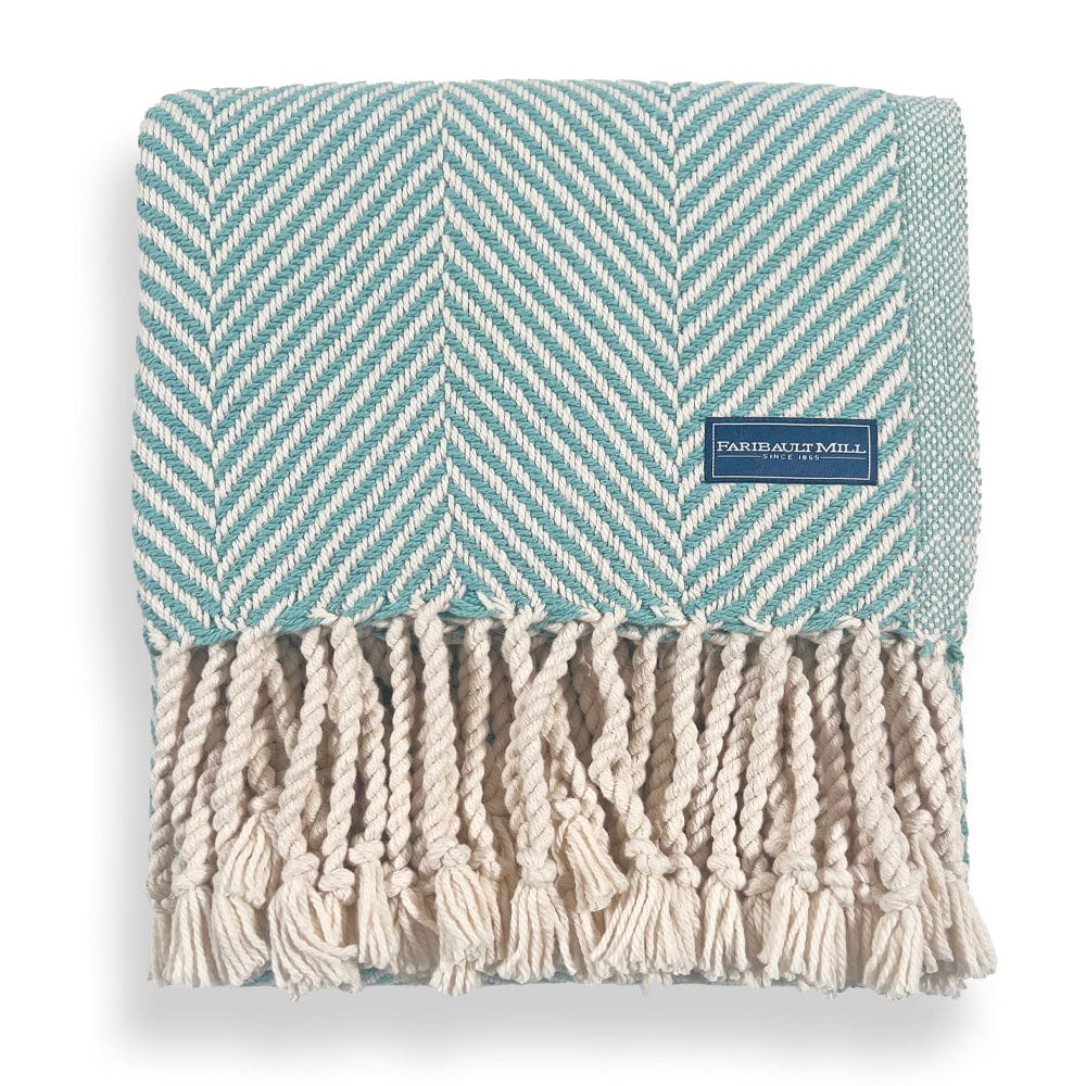 Monhegan Cotton Throw With Fringe - Island Blue - Image 6