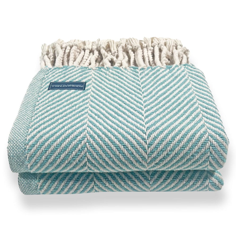 Monhegan Cotton Throw With Fringe - Island Blue - Image 7