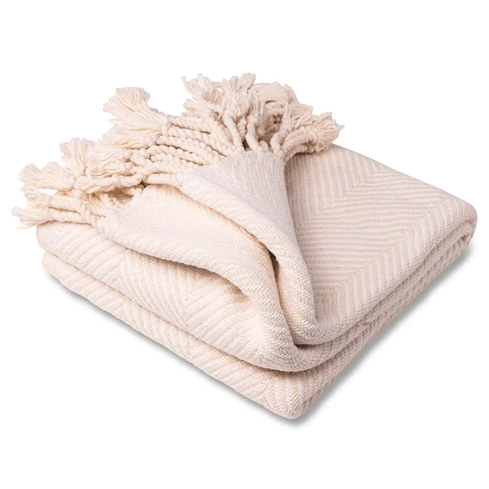 Monhegan Cotton Throw With Fringe - Natural - Image 3