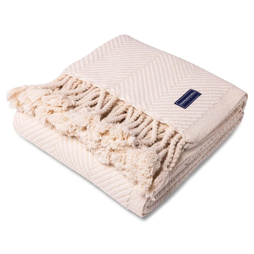 Monhegan Cotton Throw With Fringe - Natural - Image 4