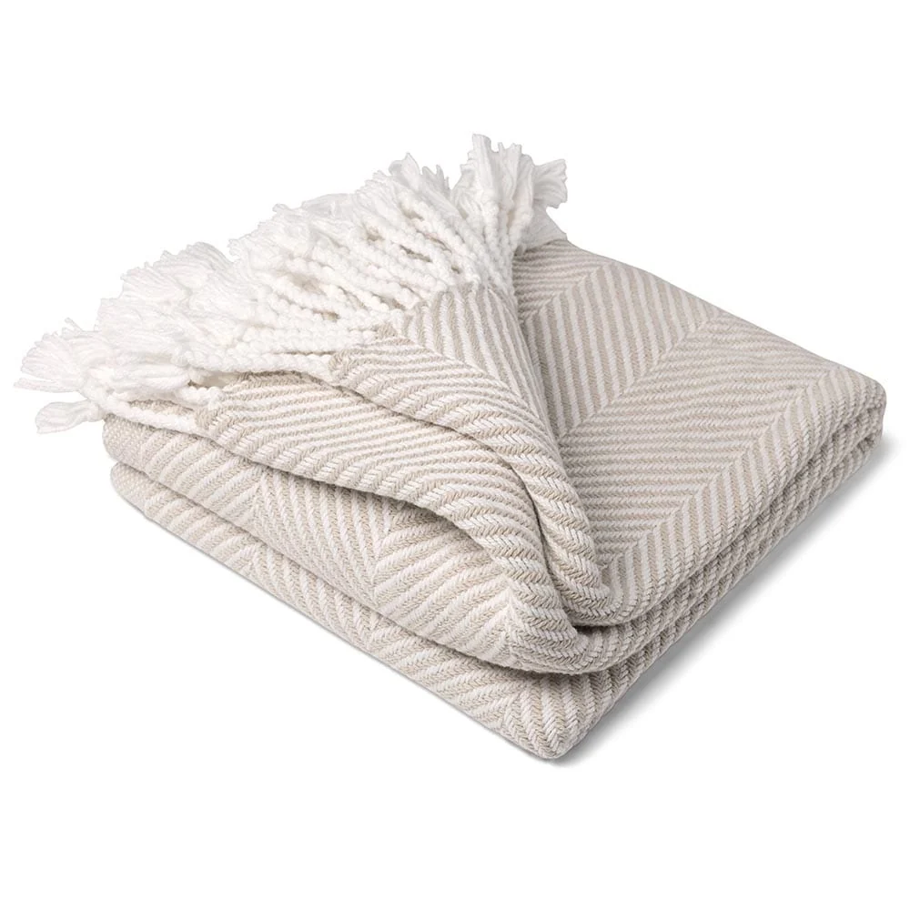 Monhegan Cotton Throw With Fringe - Oyster - Image 3