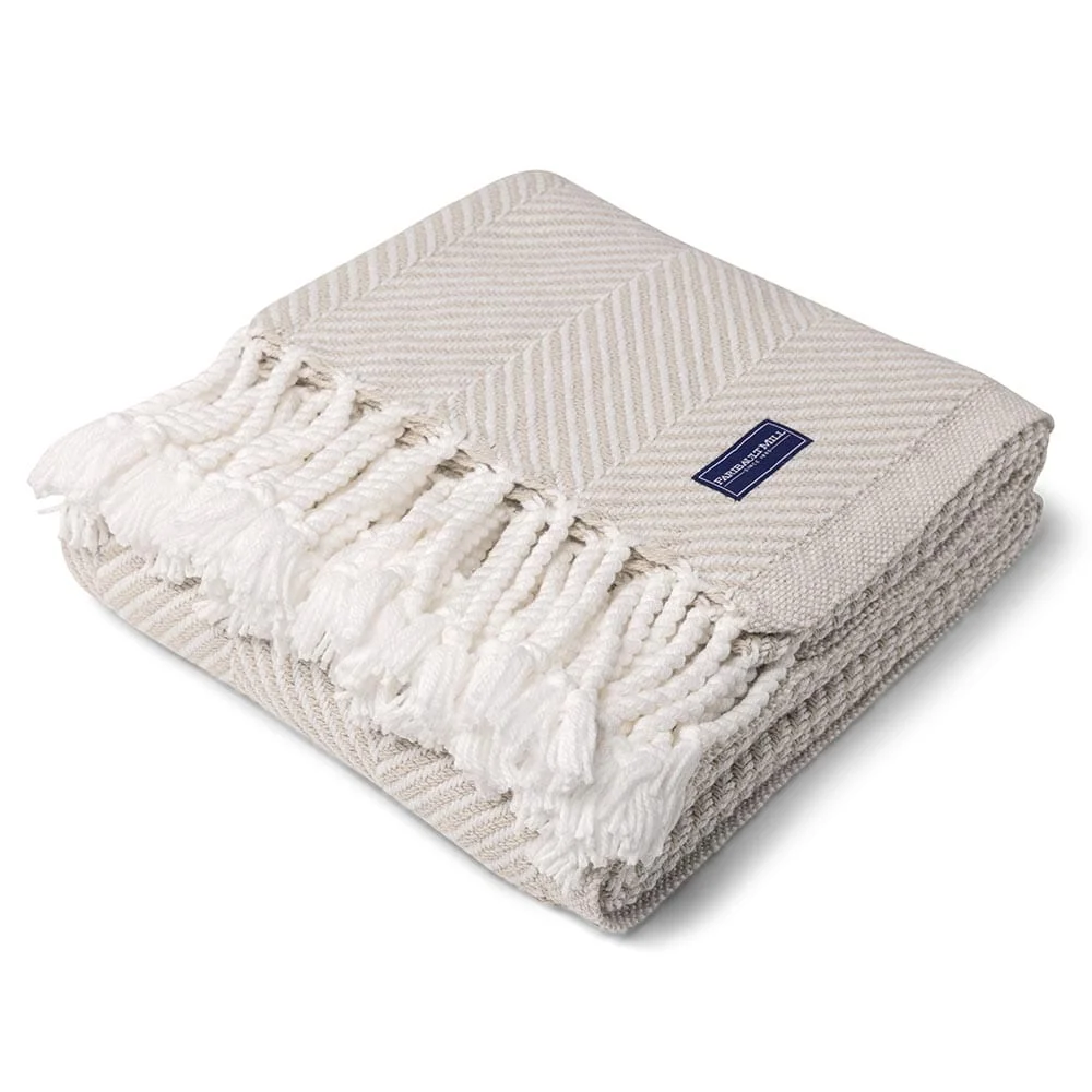 Monhegan Cotton Throw With Fringe - Oyster - Image 5