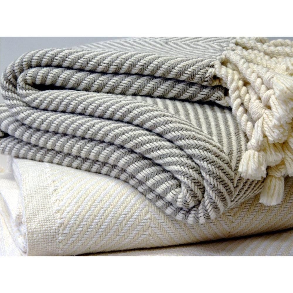 Monhegan Cotton Throw With Fringe - Oyster - Image 6