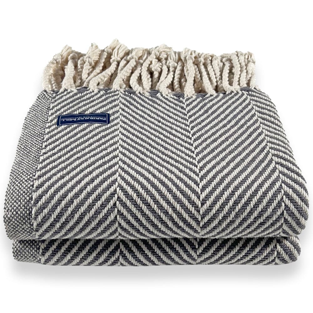 Monhegan Cotton Throw With Fringe - Slate - Image 4