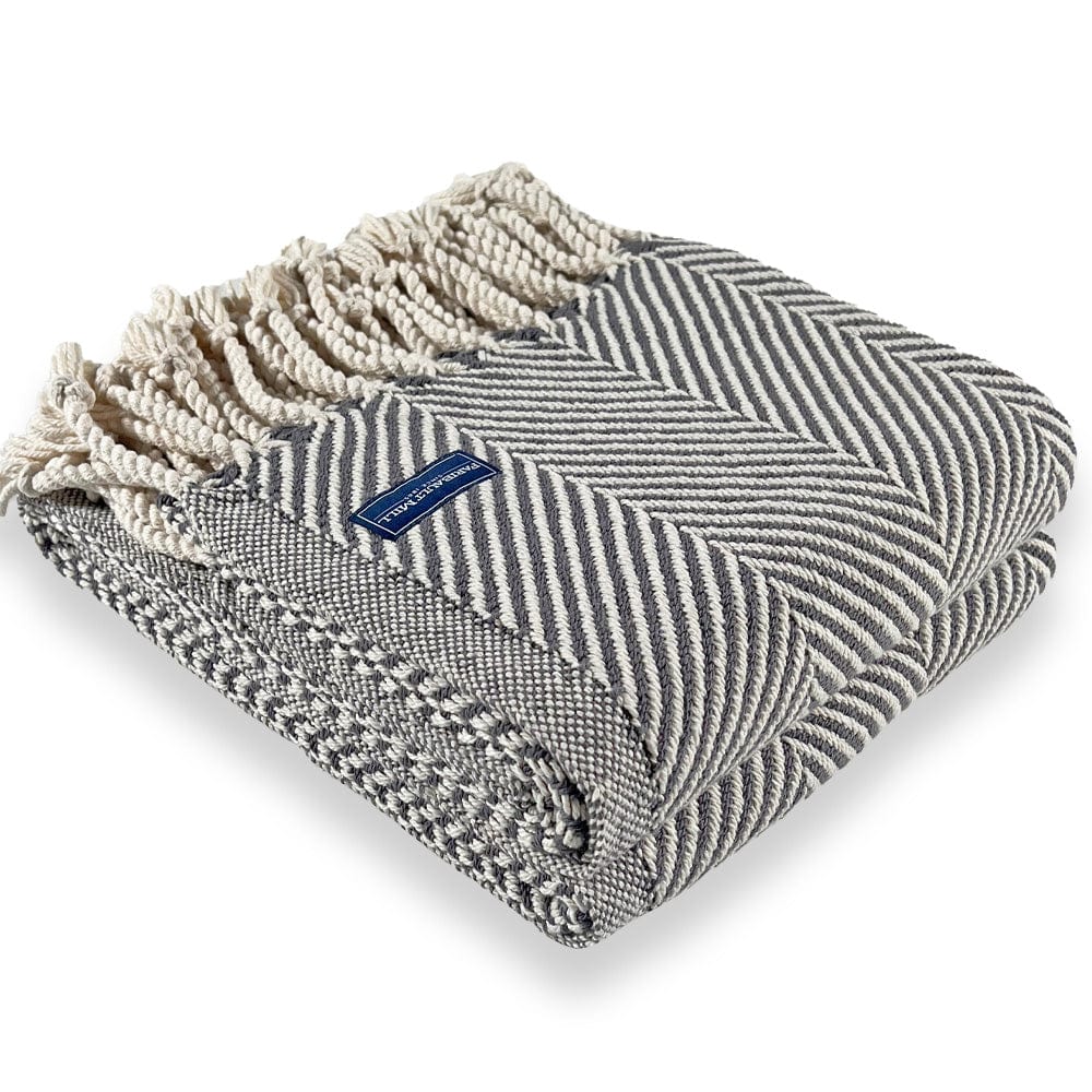 Monhegan Cotton Throw With Fringe - Slate - Image 5