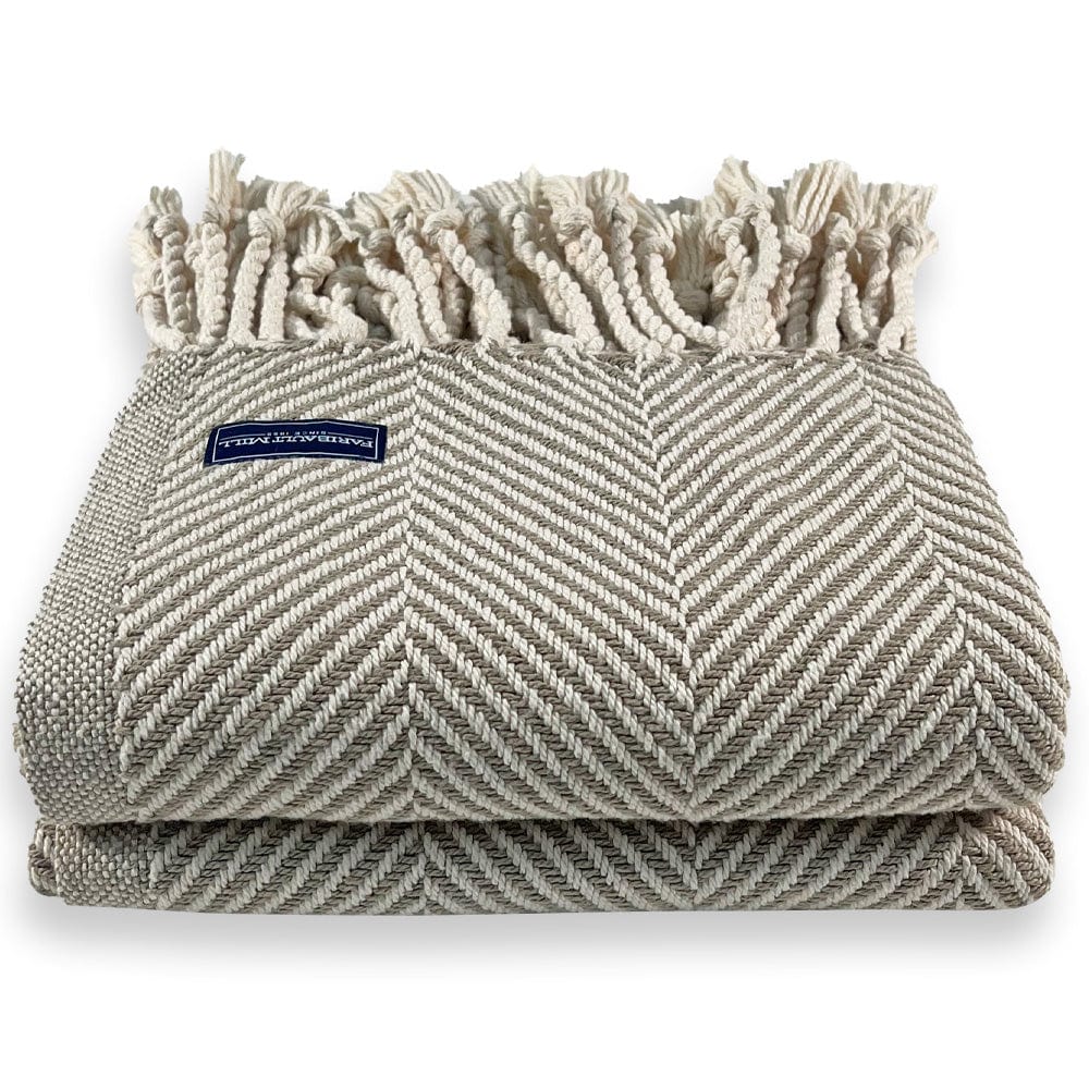 Monhegan Cotton Throw With Fringe - Stone - Image 3