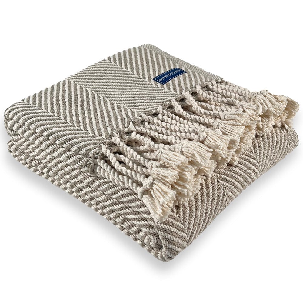 Monhegan Cotton Throw With Fringe - Stone - Image 4