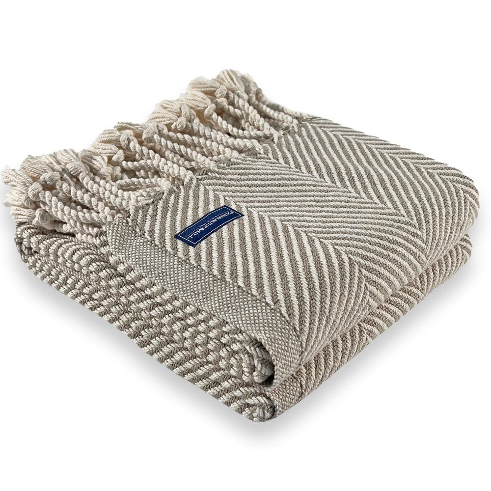 Monhegan Cotton Throw With Fringe - Stone - Image 5