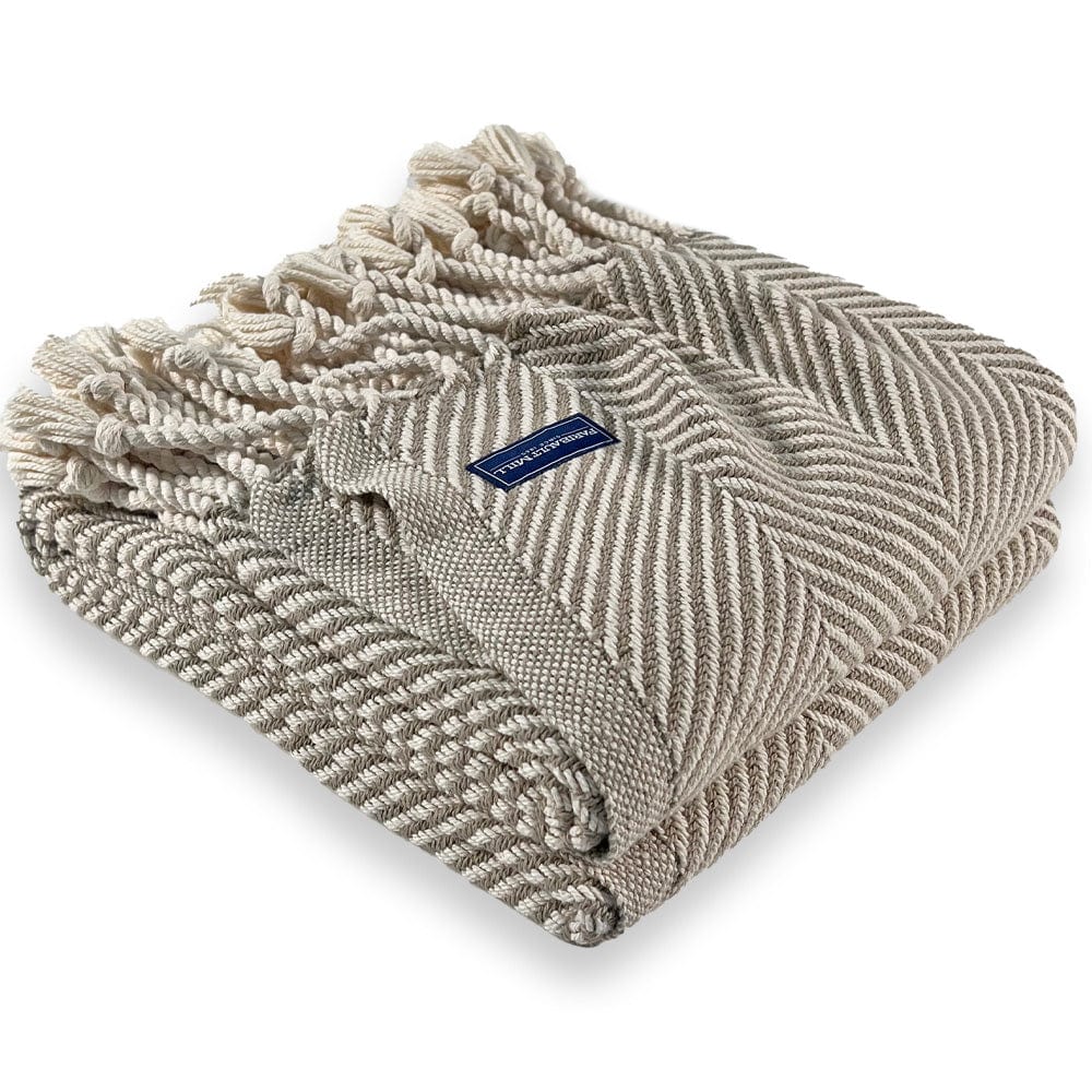 Monhegan Cotton Throw With Fringe - Stone - Image 6