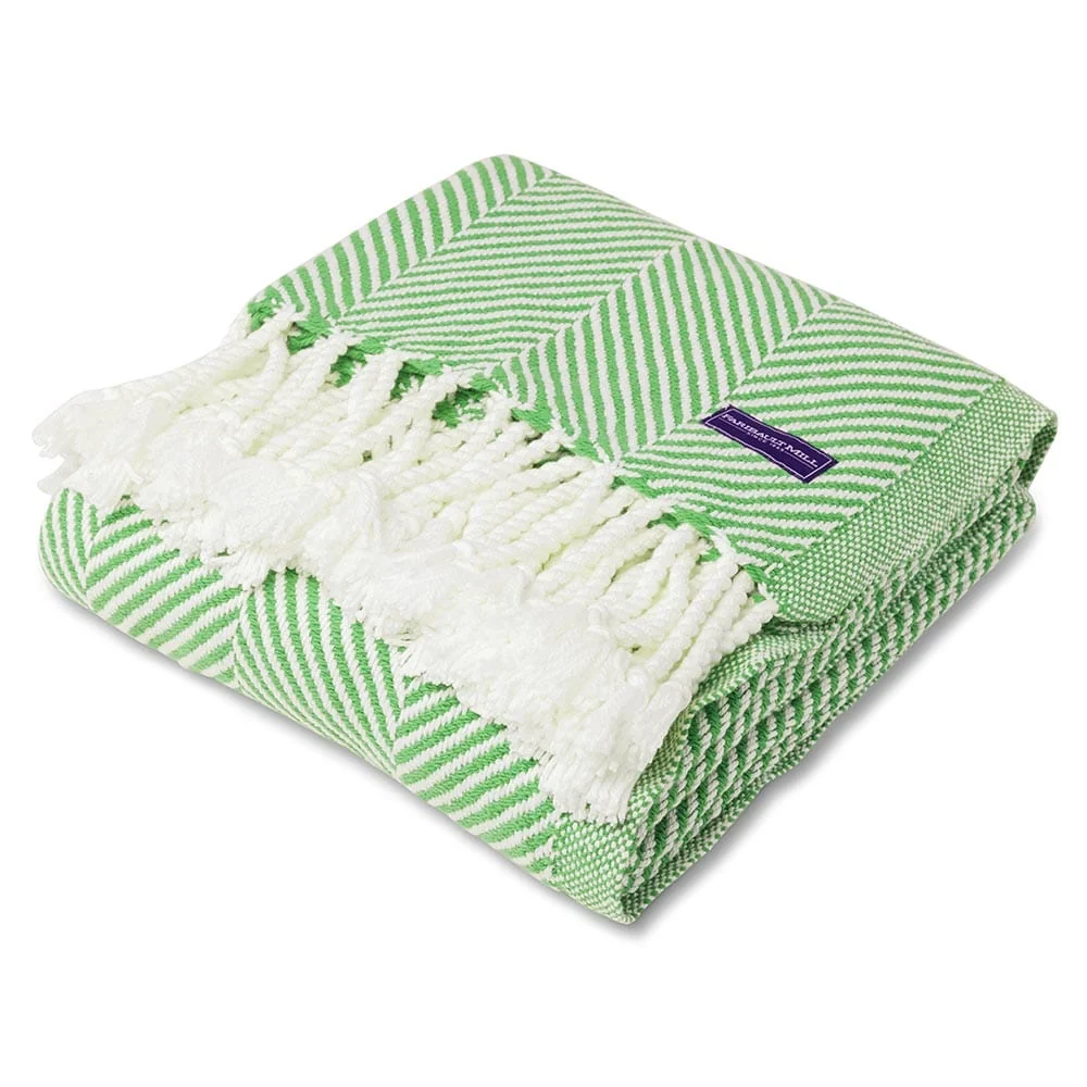 Monhegan Cotton Throw With Fringe - Sugar Snap - Image 3