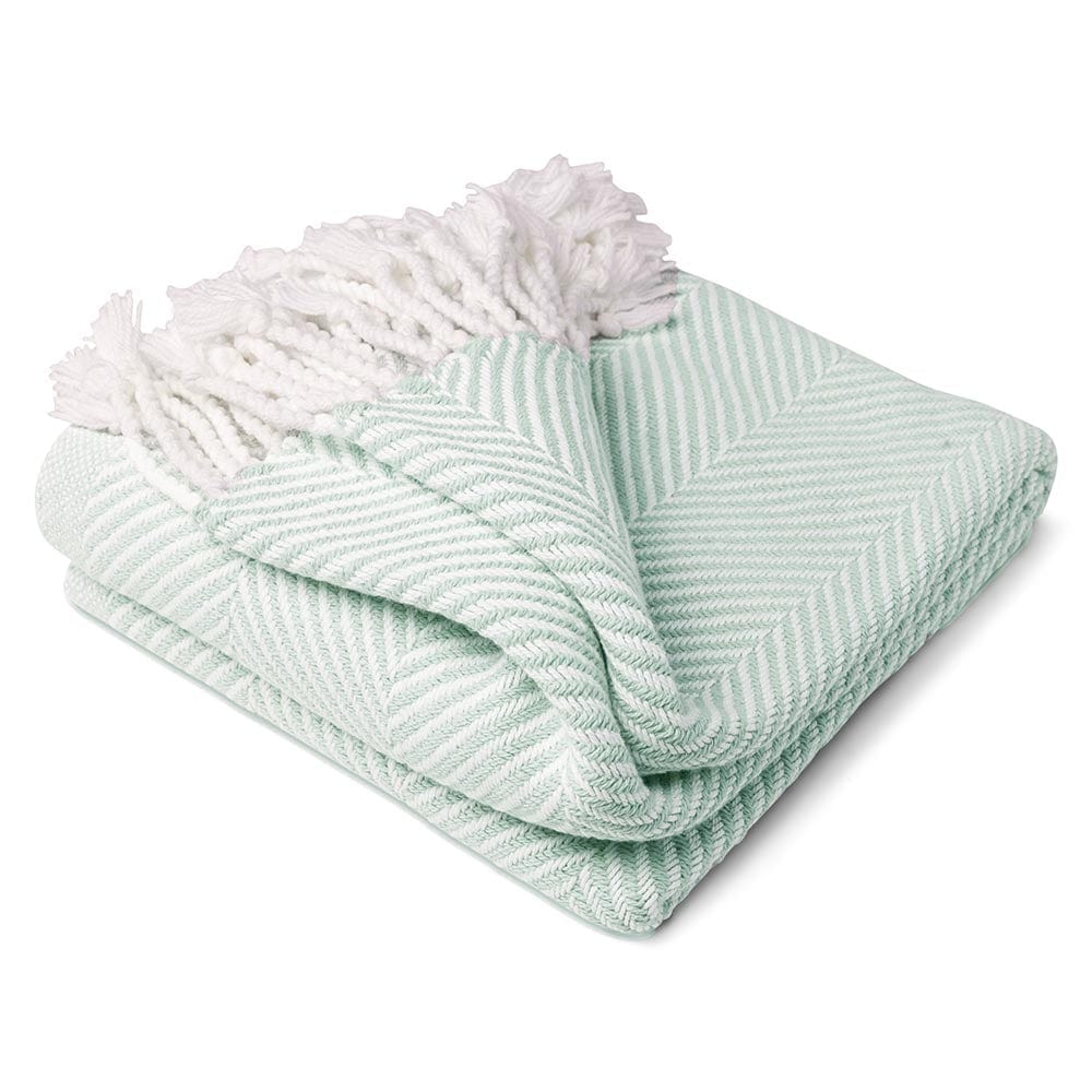 Monhegan Cotton Throw With Fringe - Surf - Image 3