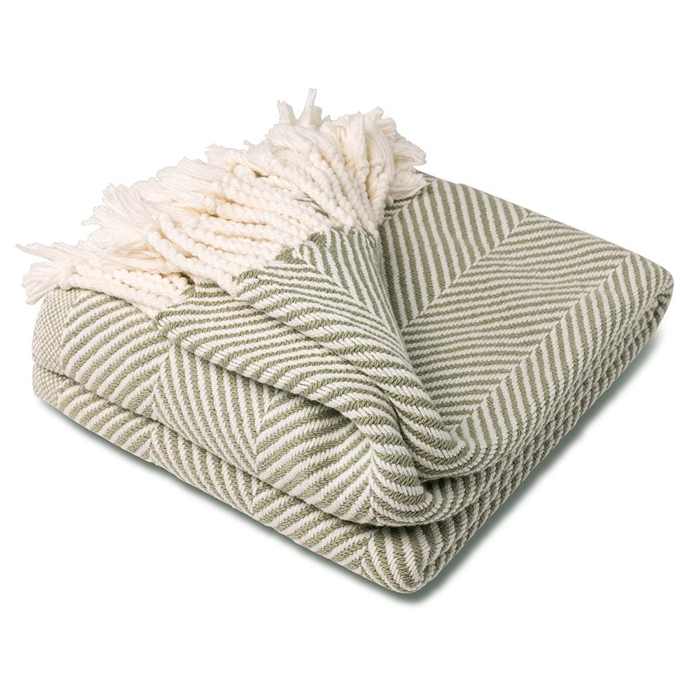 Monhegan Cotton Throw With Fringe - Tea - Image 3