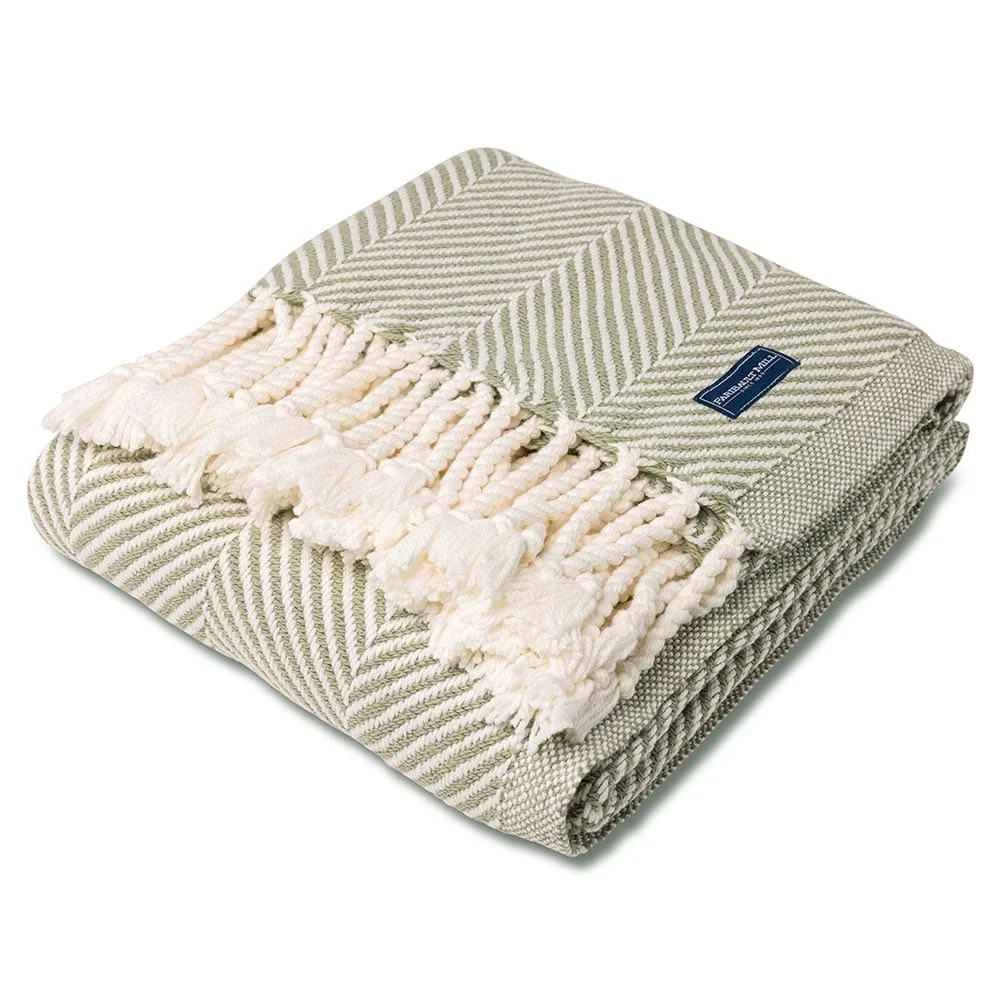Monhegan Cotton Throw With Fringe - Tea - Image 4