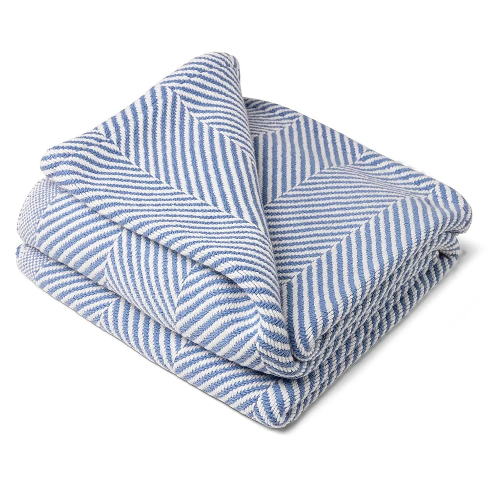 Monhegan Cotton Throw Without Fringe - Denim - Image 3